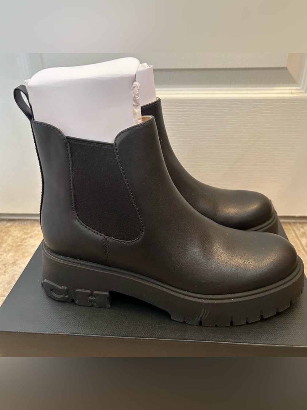 Coach Womens Reid Bootie Leather Black Boots Size 6.5